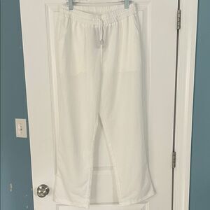 NWT iWoo Wide Leg White Linen Pants Size Large